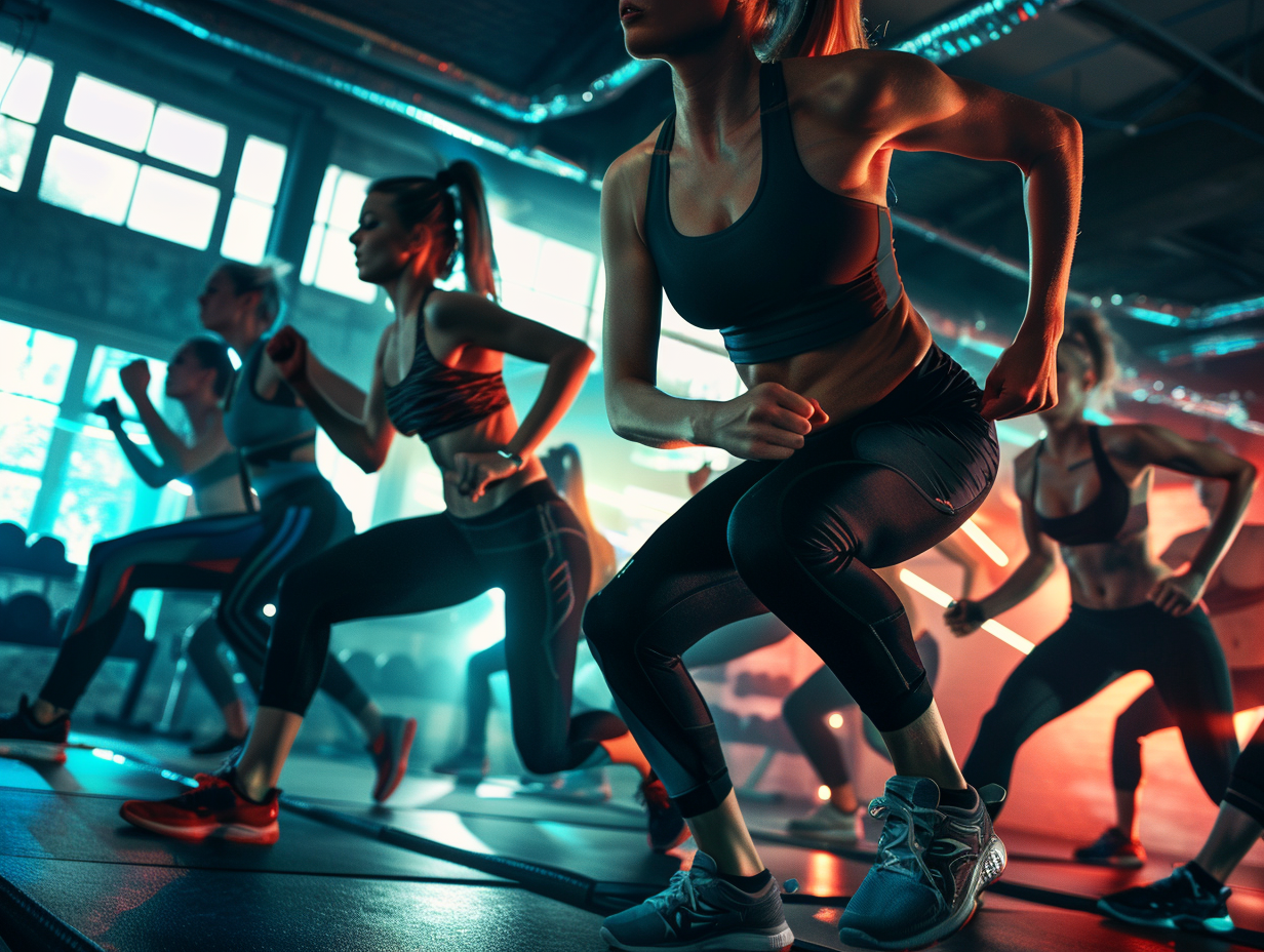 Група людей різного віку займається активними тренуваннями